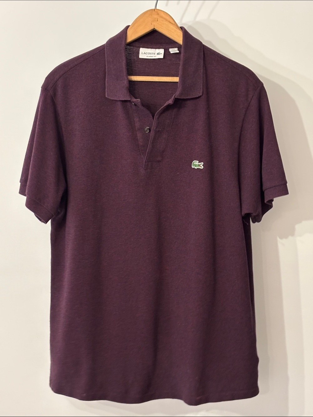 Lacoste Classic Fit Polo Men’s 5 / L Burgundy 100% Cotton